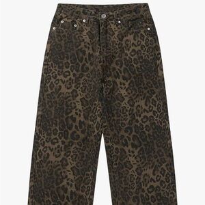 Aelfric Eden Wide Leg Brown Leopard Jeans Size 28/6